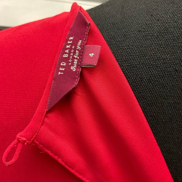 TED BAKER Women’s Red Cap Sleeve Circle Applique Hem Glana Dress Size 4 US 10 - Picture 9 of 13